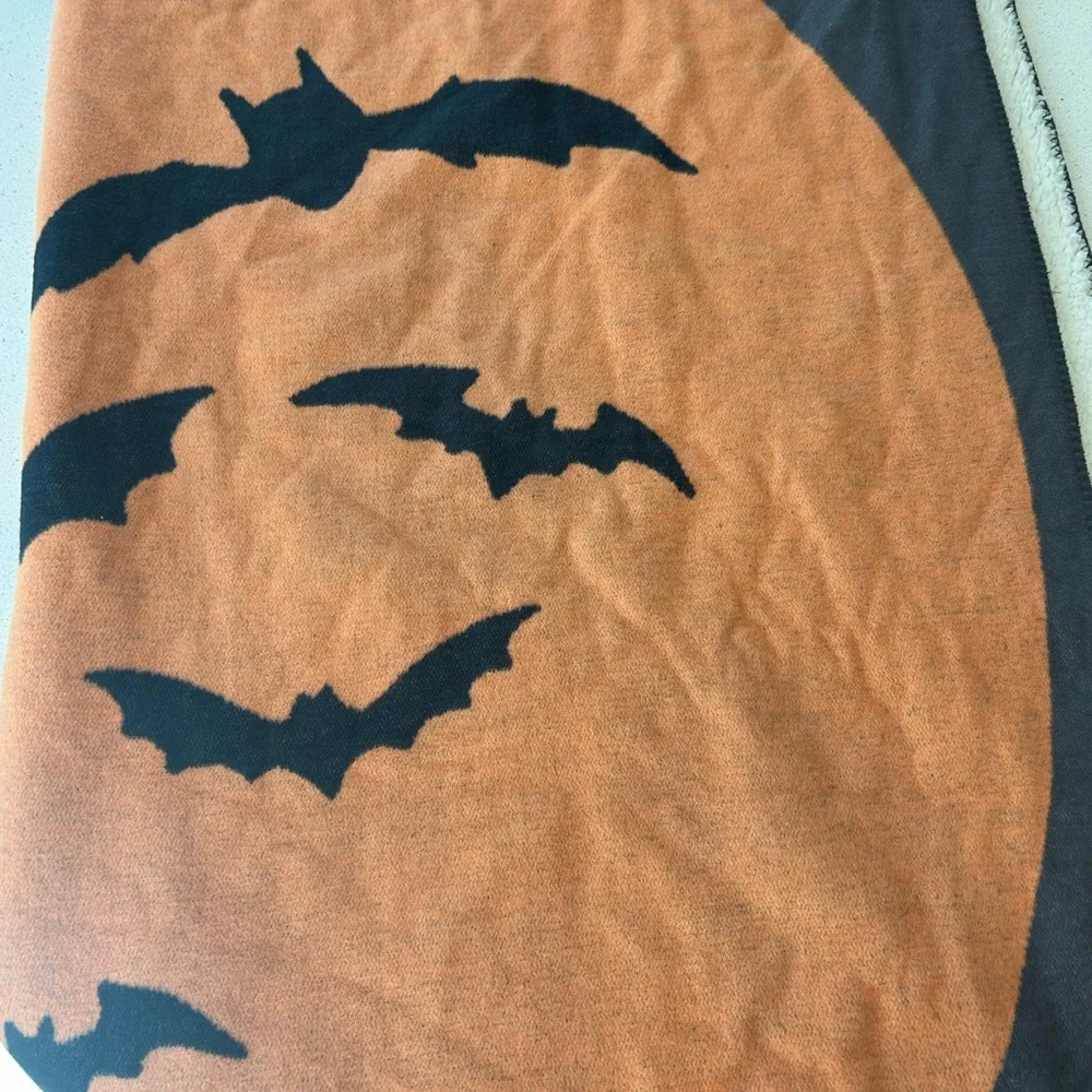 Pottery Barn Bat Sherpa Back Throw Blanket Halloween Cozy 50” x 60”